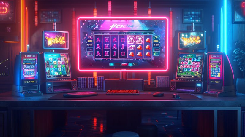 Colorful slot machine reels and bonus symbols on a gaming screen